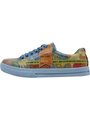 Kadın Vegan Deri Çok Renkli Sneakers - Vincent van Gogh The Bedroom Muse Tasarım