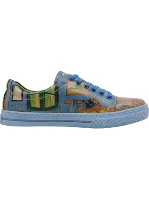 Kadın Vegan Deri Çok Renkli Sneakers - Vincent van Gogh The Bedroom Muse Tasarım