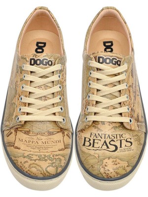 Kadın Vegan Deri Çok Renkli Sneakers - Warner Bros Mappa Mundi Fantastic Beast Tasarım