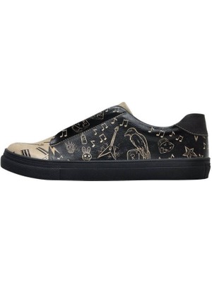 Erkek Vegan Deri Siyah Slip On Sneakers - Rock'n Roll Queen Tasarım