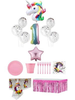 Dipak Unicorn Temalı 1 Yaş Doğum Günü Seti