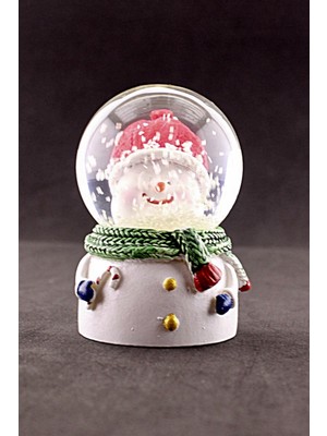 Hediye Filesi Yılbaşı Tombik Kardan Adam Temalı Mini Boy Işıklı Kar Küresi 6,5 cm A