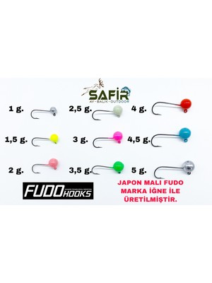 Safir Round Magic Uv ve Glow Jig Head (Japon Fudo Iğne) Uv Yeşil-5 G.