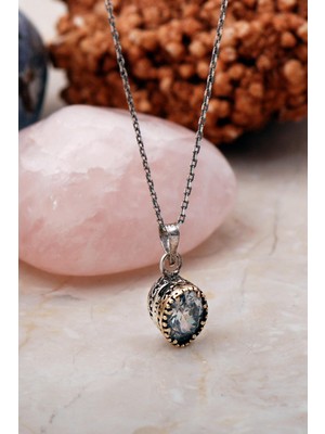 Sümer Telkari Kuvars Taşlı Elişi Gümüş Kolye 6817