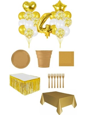 Dipak Gold Renk 4 Yaş Doğum Günü Seti