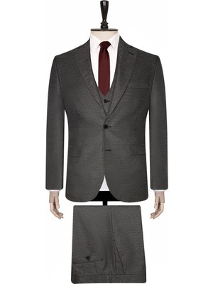 Süvari Yelekli Siyah Slim Fit Takım Elbise