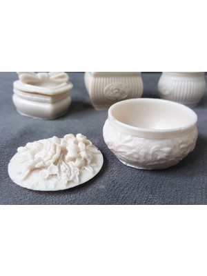 Morlalem Çiçek Buketi Kabartmalı Yuvarlak Mini Kutu Silikon Kalıp K-219