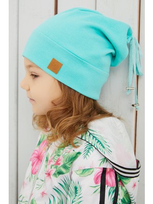 Babygiz Kız Bebek Aqua Renkli Şapka Bere El Yapımı %100 Pamuklu Cild Dostu Yüksek Kalite