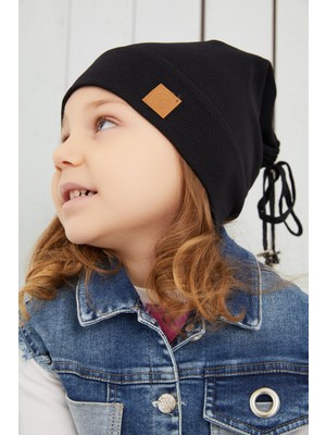 Babygiz Kız Bebek Çocuk Siyah Şapka Bere El Yapımı Rahat Cild Dostu %100 Pamuklu Kaşkorse