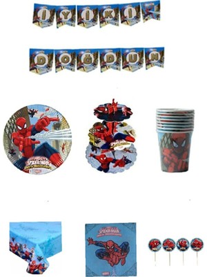 Dipak Spiderman (Örümcek Adam) Temalı 16 Kişilik Doğum Günü Seti