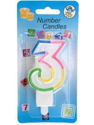 Dipak Renkli 3 Rakam Pasta Üstü Mum 7 cm