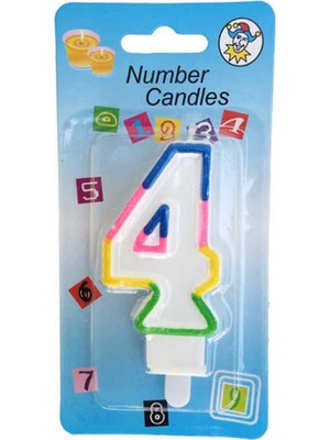 Dipak Renkli 4 Rakam Pasta Üstü Mum 7 cm