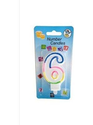 Dipak Renkli 6 Rakam Pasta Üstü Mum 7 cm