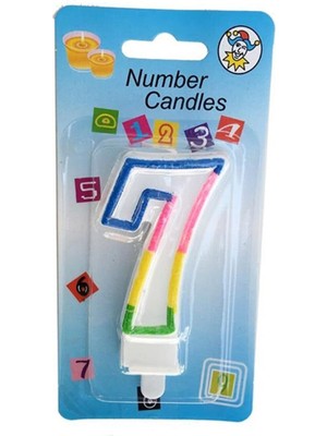 Dipak Renkli 7 Rakam Pasta Üstü Mum 7 cm