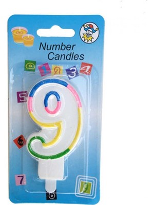 Dipak Renkli 9 Rakam Pasta Üstü Mum 7 cm
