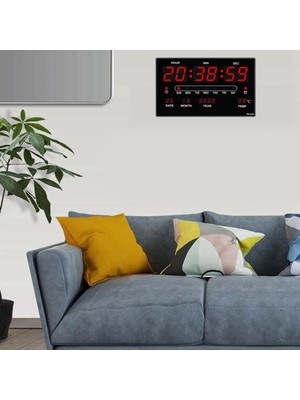 F Fityle Çok Fonksiyonlu Ekran Dijital LED Duvar Saati - Siyah (Yurt Dışından)