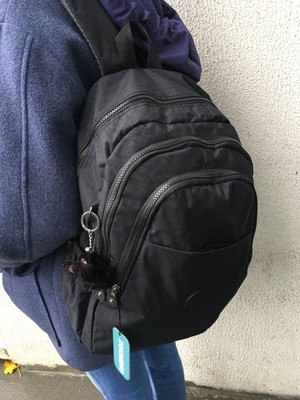 Duomino Fcstore Krinkıl Kumaş Suya Dayanıklı Büyük Boy Siyah Klinkır Sırt Çantası Laptop Seyahat Okul Çanta