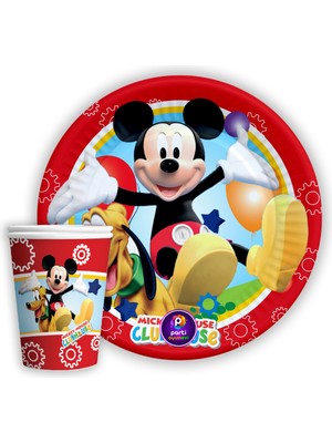 p parti oyunevi Parti Oyun Evi Mickey Karton 8'li Tabak ve 8'li Bardak Tabak 8'li