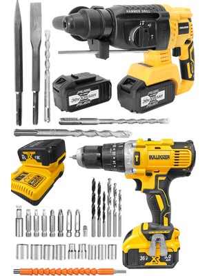 Bulldozer 2 Makine Bulldozer Kömürsüz 36V Kırıcı Delici ve Bulldozer Xfuel 36V Darbeli Vidalama