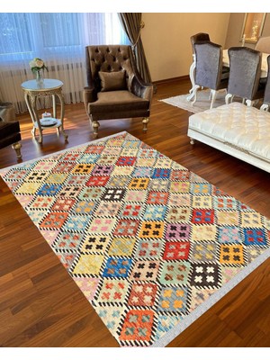 Nar Store Home Decoser 8003 Renkli Yıkanabilir Pamuk Tabanlı Kaymaz Kilim