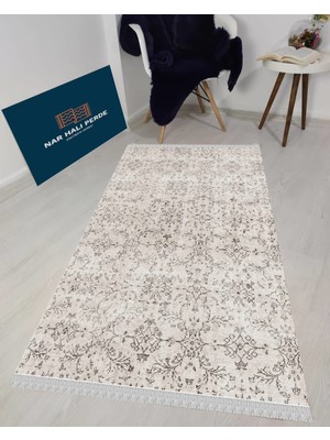 Nar Store Home Decoser 4018 Beyaz Otantik Renk Kaymaz Yıkanabilir Kilim