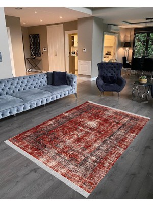 Nar Store Home Decoser 2026 Kiremit Rengi Pamuk Tabanlı Kaymaz Yıkanabilir Halı Kilim