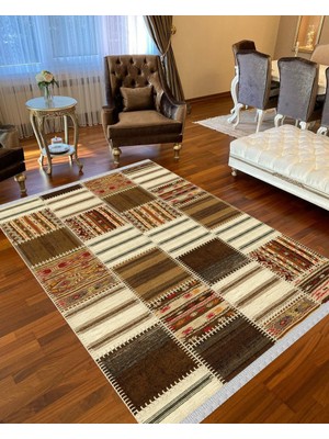 Nar Store Home Decoser 4013 Patchwork Kahve Yıkanabilir Kilim