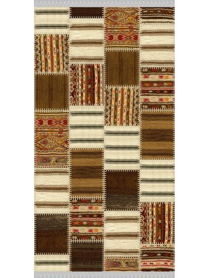 Nar Store Home Decoser 4013 Patchwork Kahve Yıkanabilir Kilim