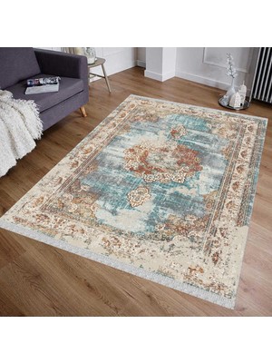 Nar Store Home Decoser 5031 Yıkanabilir Mavi Klasik Kilim