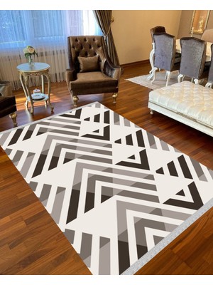 Nar Store Home Decoser 3032 Vizon Zig Zag Desen Yıkanabilir Pamuk Taban Kilim