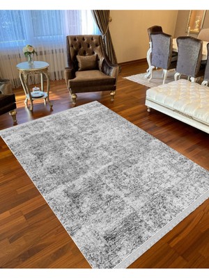 Nar Store Home Decoser 4019 Gri Yıkanabilir Pamuk Tabanlı Kilim