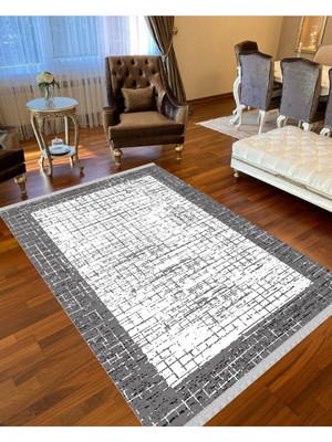 Nar Store Home Decoser 4050 Gri Yıkanabilir Pamuk Tabanlı Kilim