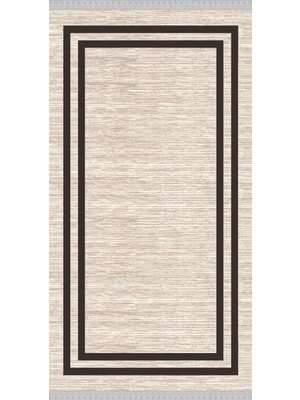 Nar Store Home Decoser 8021 Düz Bej Antrasit Yıkanabilir Pamuk Tabanlı Kaymaz Kilim