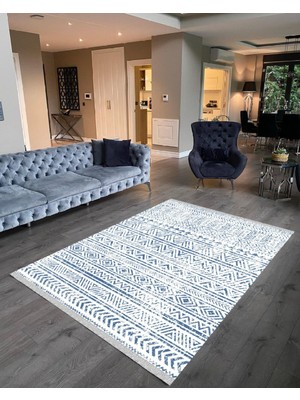 Nar Store Home Decoser 4084 Mavi Kaymaz Yıkanabilir Kilim