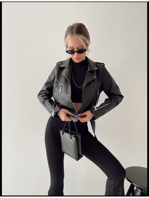 Azelya Plus Biker Deri Ceket