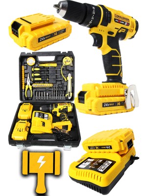 Bulldozer Maximum Set 36 Parça Setli Darbeli Akülü Vidalama Şarjlı Matkap Seti