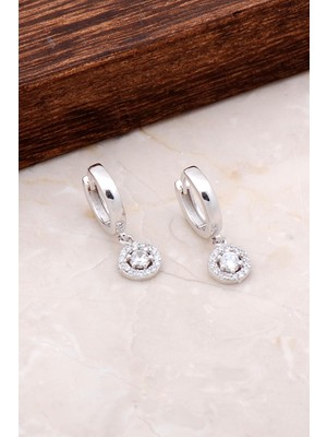 Sümer Telkari Tek Taş Sallantılı Gümüş Halka Küpe 4927