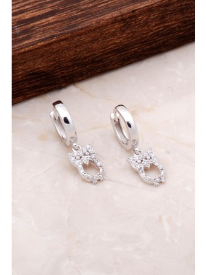 Sümer Telkari Baykuş Tasarımlı Sallantılı Gümüş Halka Küpe 4931