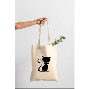 Bez Çanta Dünyası Black Cat Görselli Ham Bez Çanta