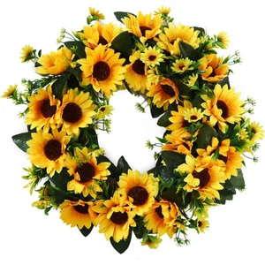 Yapay Çiçek Kapı Süsü Ay Çiçeği Sunflower Yılbaşı Kapı Çelengi