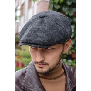 Göksu Şapka Erkek Kışlık Kasket Ingiliz Stili Peaky Blinders Siyah Noktalı Newsboy Trend 8 Parça Kasket