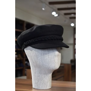 Göksu Şapka Siyah Kaşe Kaptan Kasket Şapka Yünlü Kışlık Kasket