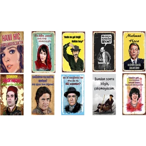 Hediye Bazarı En Iyi Replikler Yeşilçam Retro 17 x  30  Boyutunda 10 Adet Mdf Poster Seti - 1
