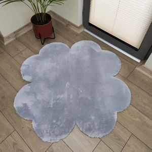 Lagom Life Açık Gri Yonca Peluş Halı Dekoratif Oda Halısı Kaymaz Taban Pofuduk