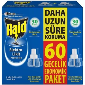 Marka: Raid Elektro Likit Sinek Kovucu Yedek 60 Gece 2'li Paket 8690784517447