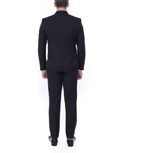 Dewsa Plus Sivri Yaka Çift Yırtmaç Slimfit Düz Siyah Kruvaze Takım Elbise