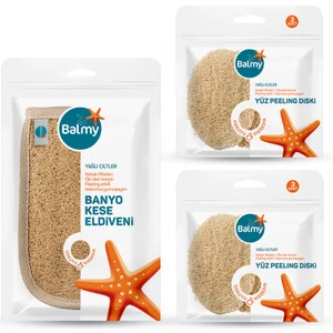 Doğal Kabak  Banyo Kese Eldiveni ve 6 Adet Peeling Disk