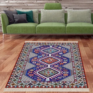 Bona Fortuna Kilim Desenli Dijital Baskı Yıkanabilir Kaymaz Taban Leke Tutmaz Etnik Salon Halısı ve Yolluk