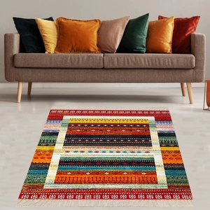 Bona Fortuna Kilim Desenli Renk Geçişli Yıkanabilir Kaymaz Taban Leke Tutmaz Etnik Salon Halısı ve Yolluk