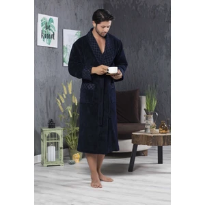 Nefti Renk Yaka Kapitone Bambu Pamuklu Erkek Bornozu